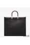 Fendi Large Sunshine Shopper Bag In ROMA Logo Calf Leather Black