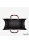 Fendi Large Sunshine Shopper Bag In ROMA Logo Calf Leather Black