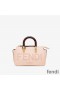 Fendi Mini By The Way Boston Bag In ROMA Logo Calf Leather Cherry