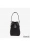 Fendi Mini Mon Tresor Bucket Bag In ROMA Logo Calf Leather Black/White