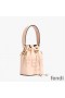 Fendi Mini Mon Tresor Bucket Bag In ROMA Logo Calf Leather Cherry