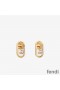 Fendi O'Lock Earrings In Crystals Metal Gold