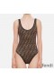 Fendi Swimsuit Women FF Motif Lycra Brown/Black