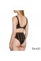 Fendi Underwear Set Women Vichy Pequin Motif Lycra Brown