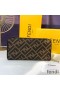 Fendi Zip Around Wallet In FF Motif Fabric Brown/Red