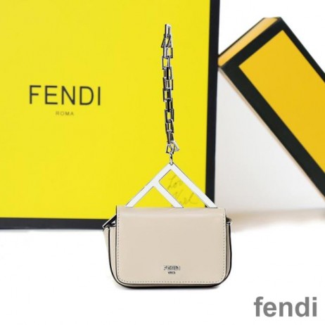 Fendi Nano F Bag In Calf Leather Beige