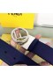 F is Fendi Buckle Reversible Belt In Calf Leather Navy Blue/Black