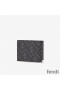 Fendi Bill Clip In FF Motif Fabric Black/Yellow