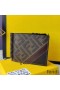 Fendi Bill Clip In FF Motif Fabric Brown/Coffee
