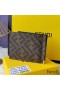 Fendi Bill Clip In FF Motif Fabric Brown/Coffee