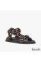 Fendi Feel Flat Sandals Women FF Motif Satin Brown