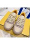 Fendi Match Compact Sneakers Unisex Suede Beige