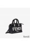 Fendi Mini By The Way Boston Bag In ROMA Logo Calf Leather Black/White
