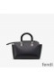 Fendi Mini By The Way Boston Bag In ROMA Logo Calf Leather Black/White