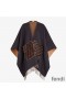 Fendi Poncho In Cashmere and Wool Black