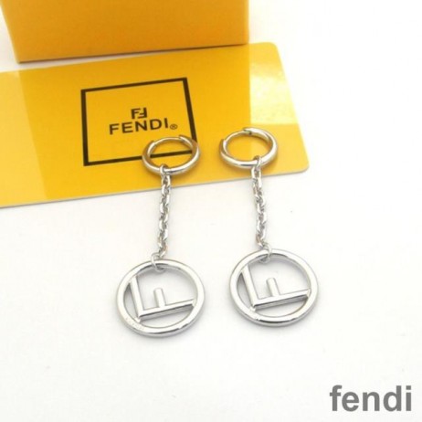 F is Fendi Chain Pendant Earrings In Metal Palladium