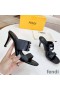 Fendi Baguette Heeled Slides Women Leather Black