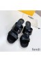 Fendi Baguette Heeled Slides Women Leather Black
