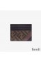 Fendi Card Holder In FF Motif Fabric Brown/Coffee