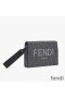 Fendi Clutch Pack In Roma Logo FF Motif Fabric Black