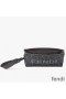 Fendi Clutch Pack In Roma Logo FF Motif Fabric Black