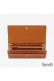 Fendi Continental Wallet In ROMA Logo Calf Leather Brown