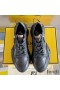 Fendi Flow Sneakers Men Leather and FF Motif Fabric Black