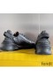 Fendi Flow Sneakers Men Leather and FF Motif Fabric Black