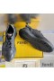Fendi Flow Sneakers Men Leather and FF Motif Fabric Black