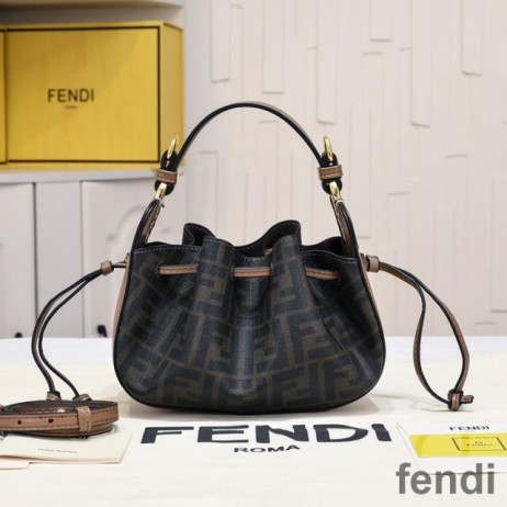Fendi 미니 Pomodorino 버킷백 FF 에서 모티브 직물 Brown