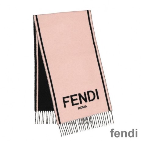Fendi 로마의 로고에 스카프 캐시미어 분홍색/검정