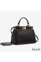 Fendi 미니극적 핸드백에 Nappa 가죽 검정