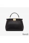 Fendi 미니극적 핸드백에 Nappa 가죽 검정