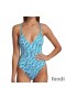 Fendi Crisscross Swimsuit Women FF Vertigo Motif Lycra Sky Blue