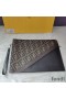 Fendi Medium Flat Clutch In FF Motif Fabric Brown/Coffee