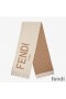 Fendi Roma Logo Scarf In Wool and Cashmere Beige