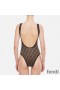 Fendi Swimsuit Women FF Motif Lycra Brown/Black