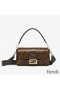 Fendi Baguette Bag In FF Motif Fabric with Sequins Brown