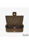 Fendi Baguette Bag In FF Motif Fabric with Sequins Brown