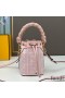 Fendi Mini Mon Tresor Bucket Bag with Woven Handle In FF Motif Canvas Pink