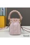 Fendi Mini Mon Tresor Bucket Bag with Woven Handle In FF Motif Canvas Pink