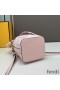 Fendi Mini Mon Tresor Bucket Bag with Woven Handle In FF Motif Canvas Pink