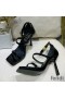 Fendi 110 Sandals with Fendace Embellished Women Patent Leather Black