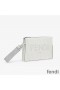 Fendi Clutch Pack In Roma Logo FF Motif Fabric White