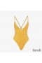 Fendi Crisscross Swimsuit Women Jacquard FF Motif Lycra Yellow