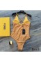 Fendi Crisscross Swimsuit Women Jacquard FF Motif Lycra Yellow