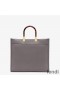 Fendi Medium Sunshine Shopper Bag In ROMA Logo Calf Leather Grey