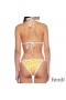 Fendi Triangular Bikini with Ties Women FF Vertigo Motif Lycra Yellow