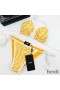 Fendi Triangular Bikini with Ties Women FF Vertigo Motif Lycra Yellow