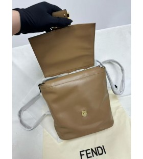Fendi Camel Leather Backpack in Brown